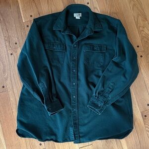 Vintage L.L. Bean Men XXL TALL Dark Green Flannel Shirt Long Sleeve Button Down